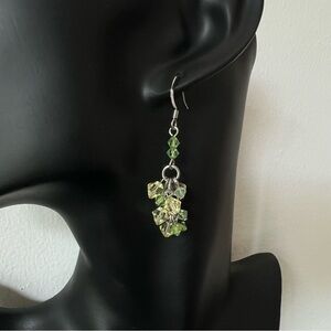 Green & yellow crystal earrings